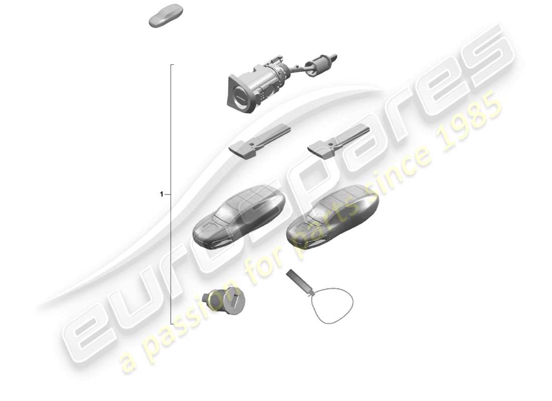 porsche 2021 (718 cayman gt4) set di riparazione 1 set di cilindri di serratura diagramma delle parti