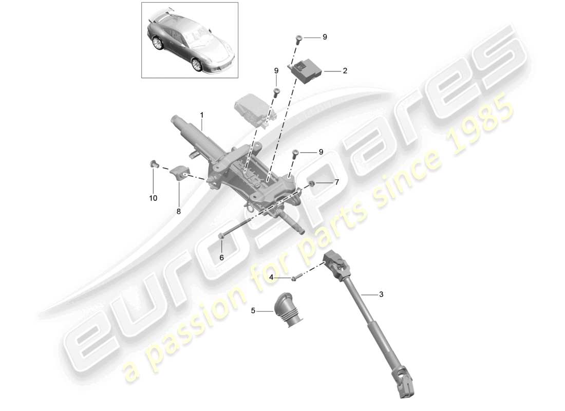 porsche 2021 (991-2 r/gt3/rs) colonna dello sterzo albero intermedio dello sterzo d >>- mj 2017 schema delle parti