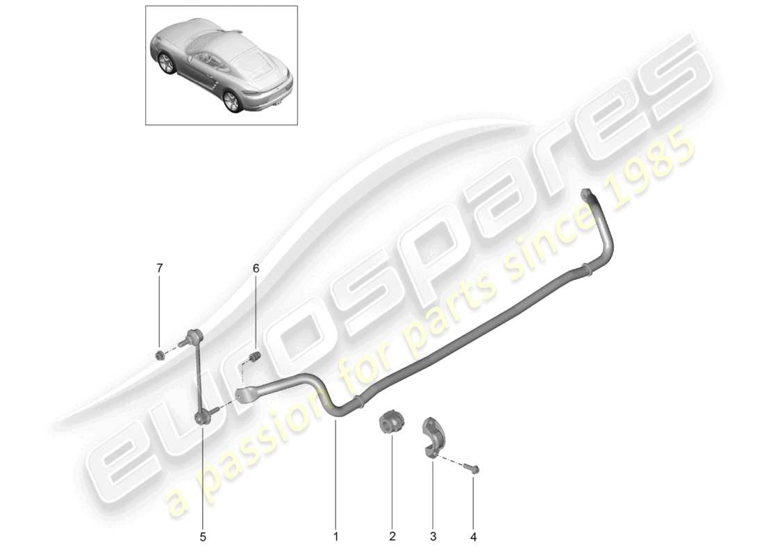 porsche 2023 (718 cayman) diagramma delle parti della barra antirollio