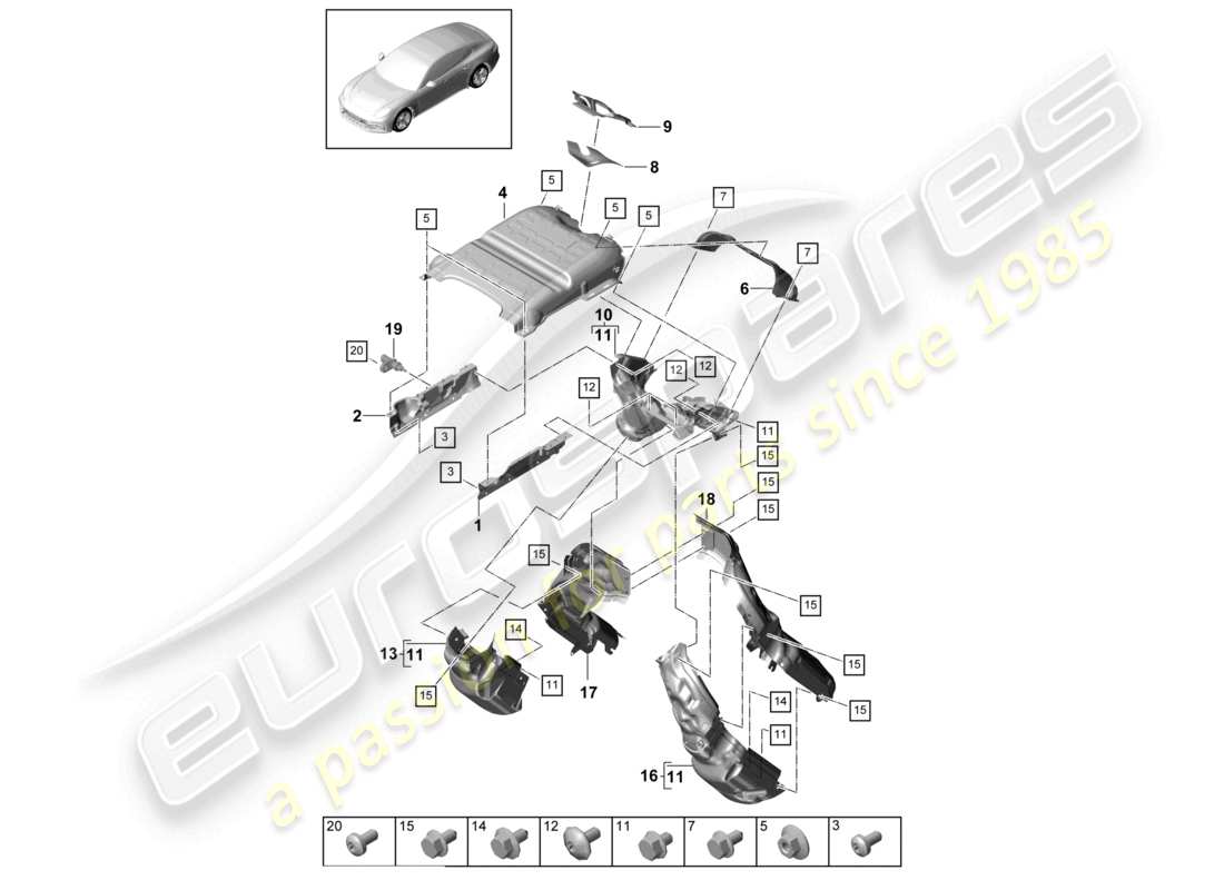 porsche 2021 (panamera 971-1) sistema di scarico isolamento termico canale di guida dell'aria fa.thermamax tmx m >>cvd 002 300 diagramma delle parti