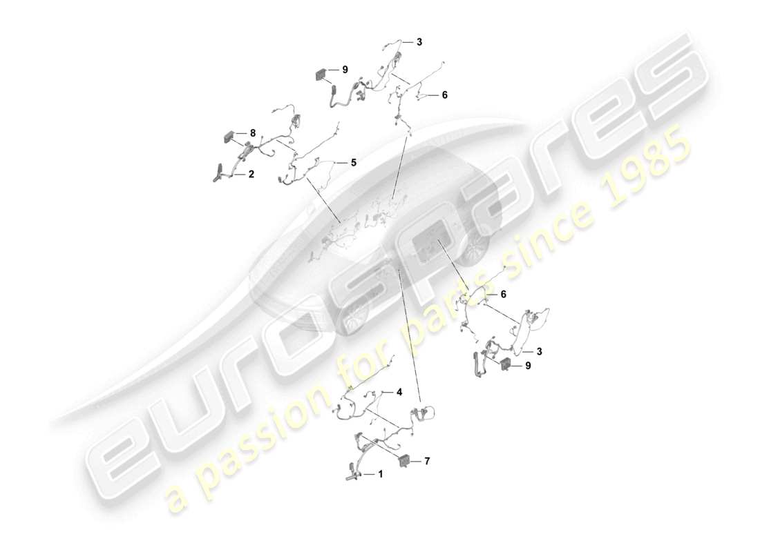 porsche 2024 (cayenne e3 9ya/9yb) cablaggi porte anteriori e posteriori centraline porte schema delle parti