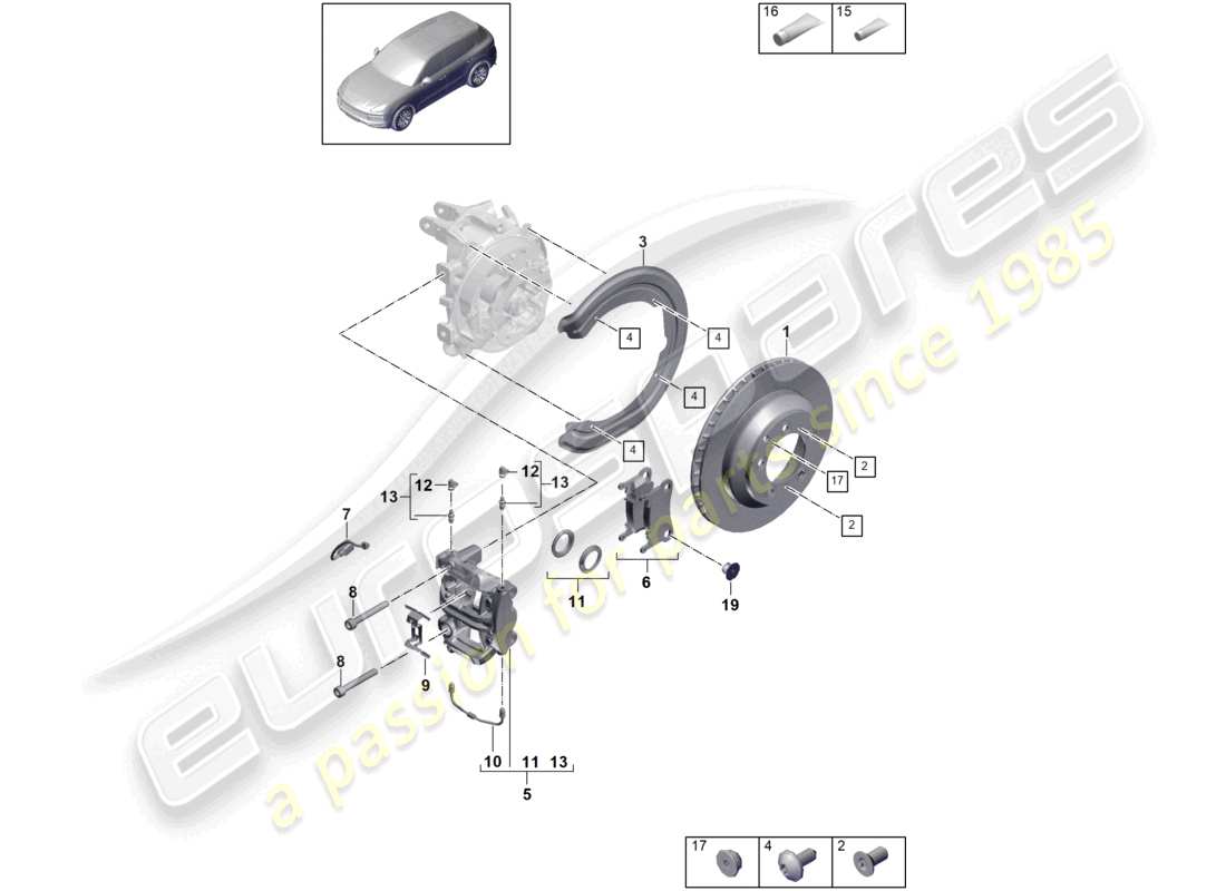 porsche 2022 (cayenne e3 9ya/9yb) freno a disco 18 assale posteriore d - 17.08.2020>>tab052631 schema delle parti