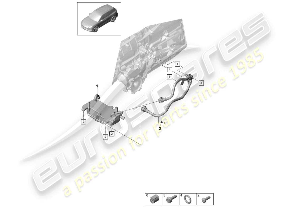 porsche 2023 (cayenne e3 9ya/9yb) 8-speed cambio automatico per trazione integrale radiatore olio cambio tubo olio schema ricambi
