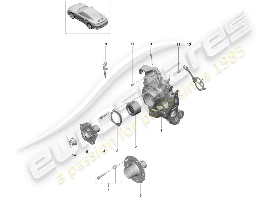 porsche 991 turbo (2018) schema delle parti assale posteriore