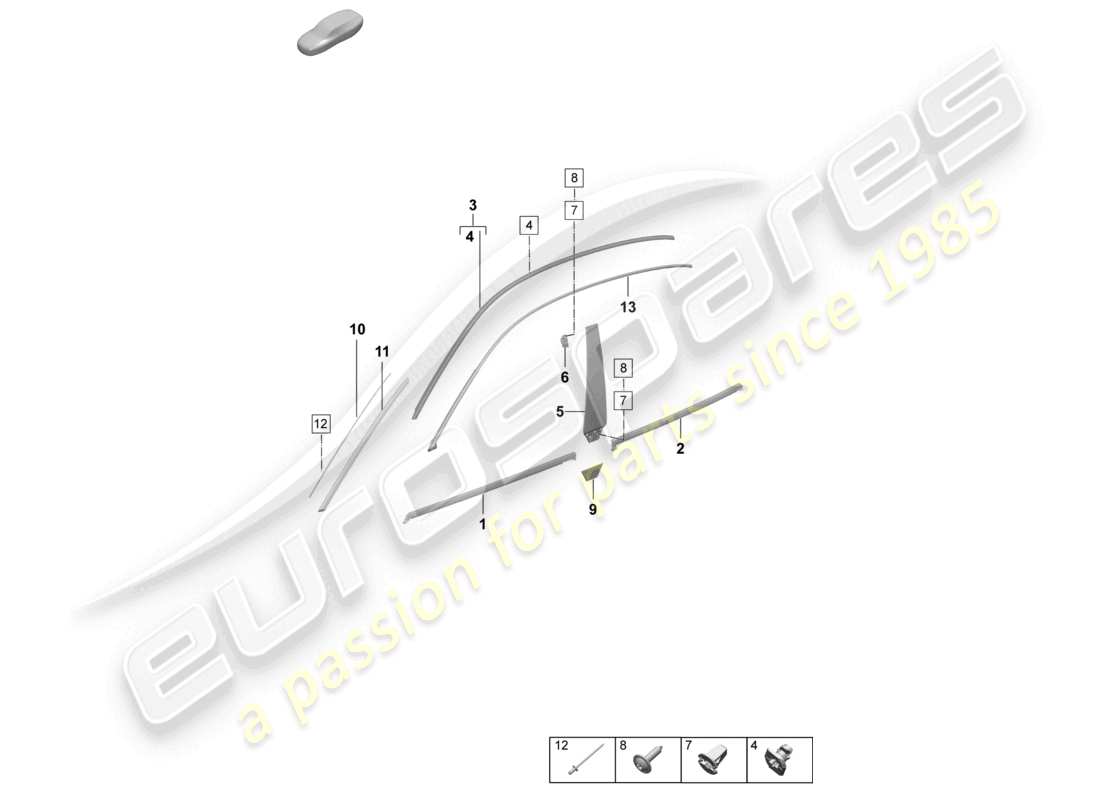 porsche 2025 (macan-e) modanature accessori di finitura schema delle parti