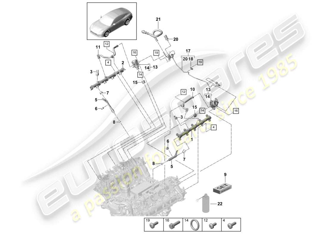 porsche 2021 (panamera 971-1) schema elettrico della pompa ad alta pressione dell'iniettore ad alta pressione del tubo di raccolta del carburante