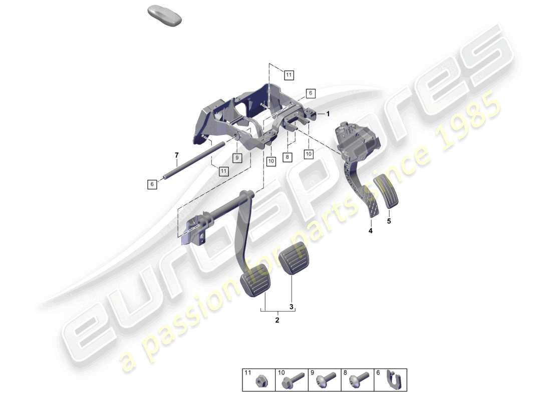 porsche 2023 (cayenne e3 9ya/9yb) leva freno e acceleratore meccanica rhd schema delle parti