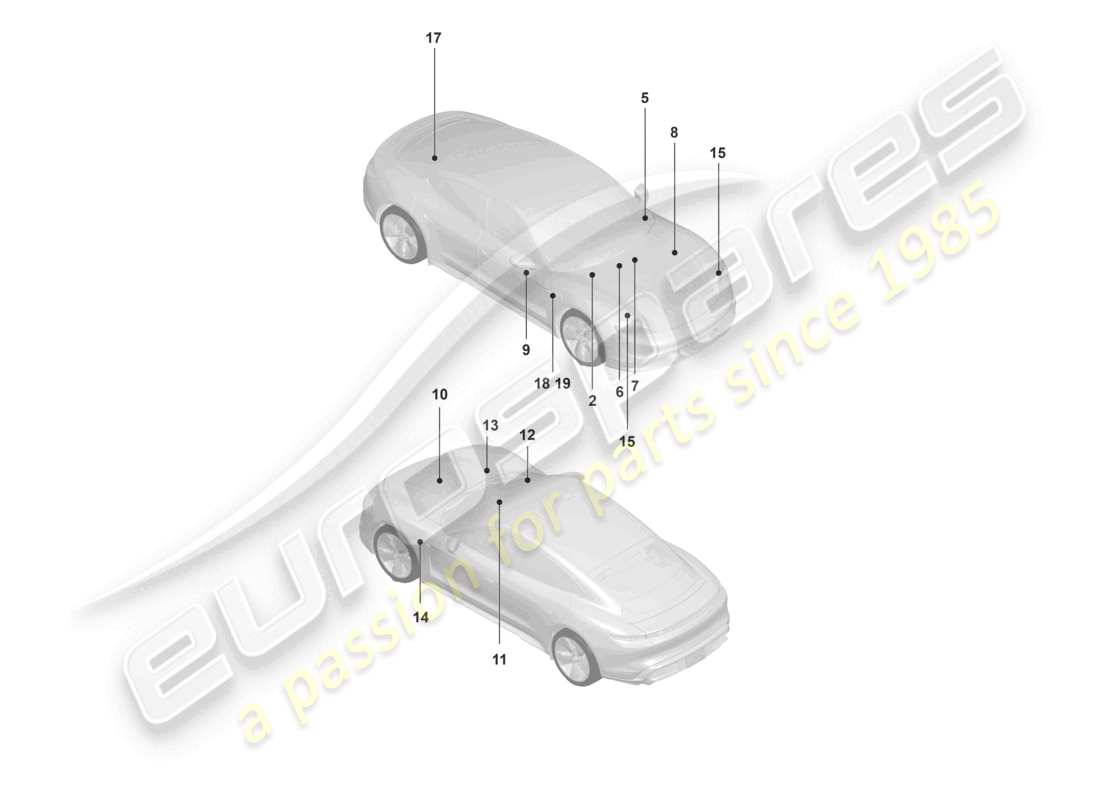 porsche 2023 (taycan 9j1-1) segnali/avvisi diagramma delle parti