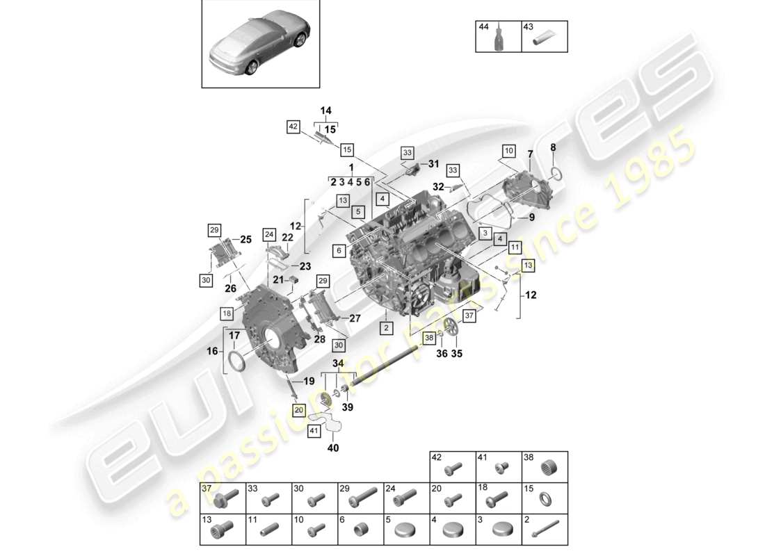 porsche 2021 (panamera 971-1) carter motore parti singole diagramma delle parti