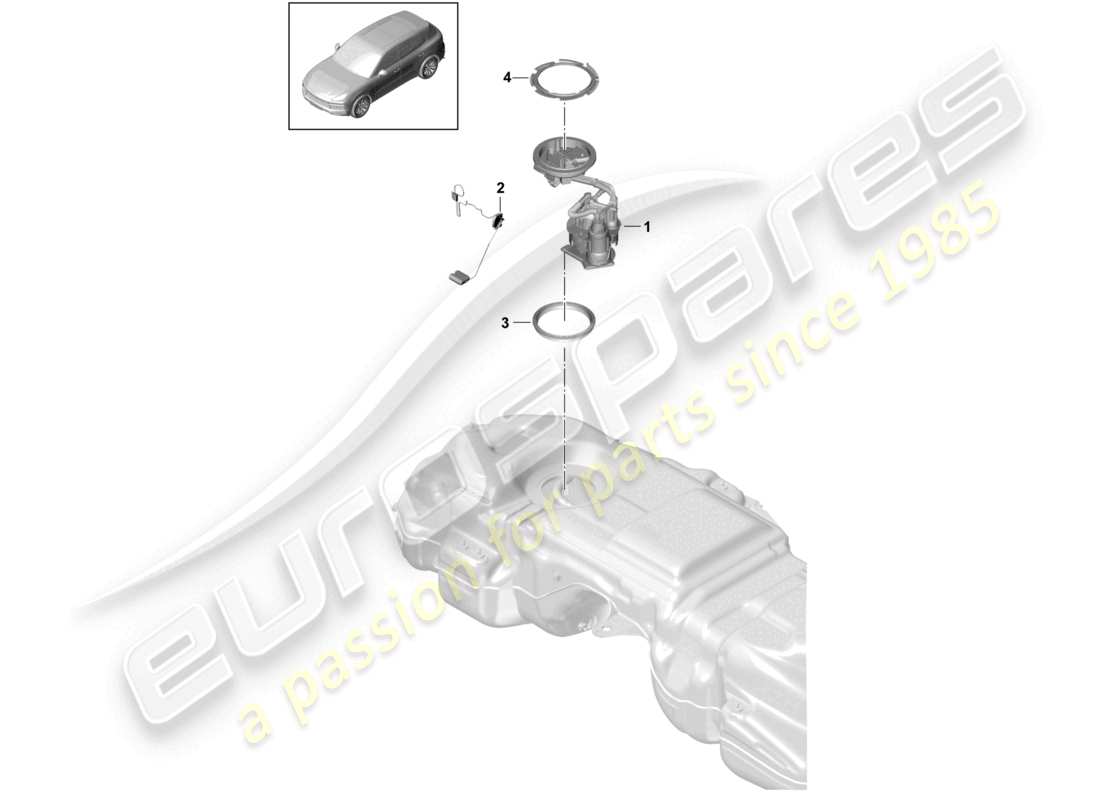 porsche 2022 (cayenne e3 9ya/9yb) serbatoio del carburante pompa del carburante diagramma delle parti