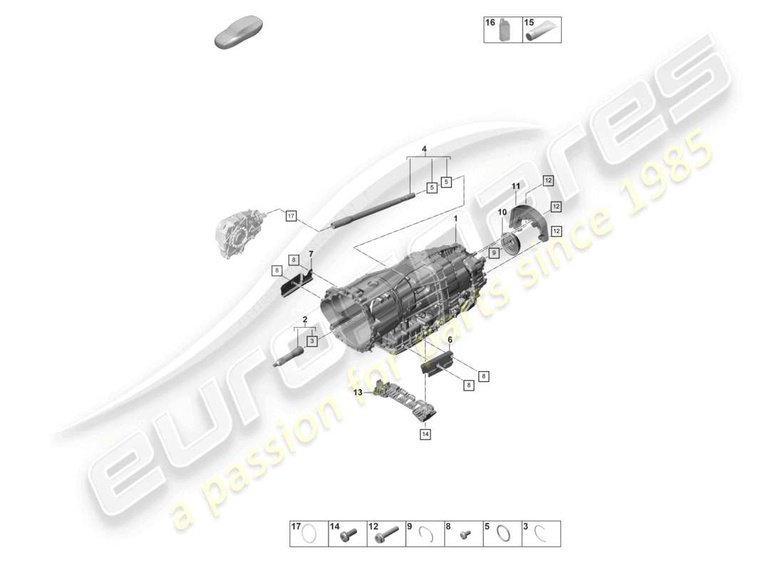 porsche 2021 (panamera 971-2) 8-speed cambio a doppia frizione - pdk - schema dei componenti