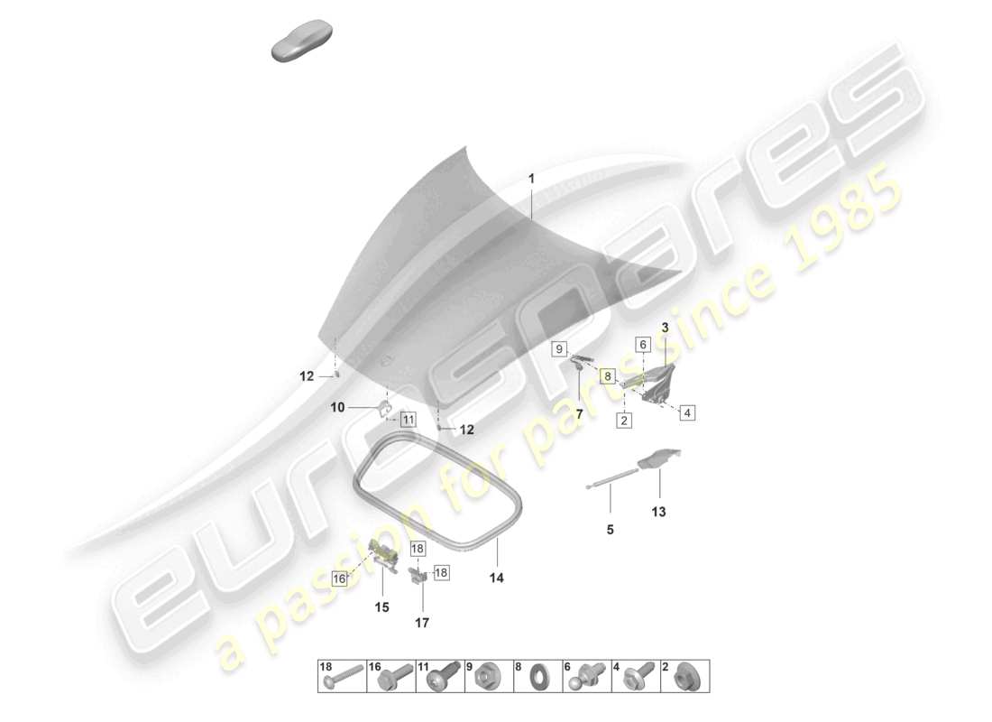 porsche 2020 (taycan 9j1-1) copertura anteriore diagramma delle parti