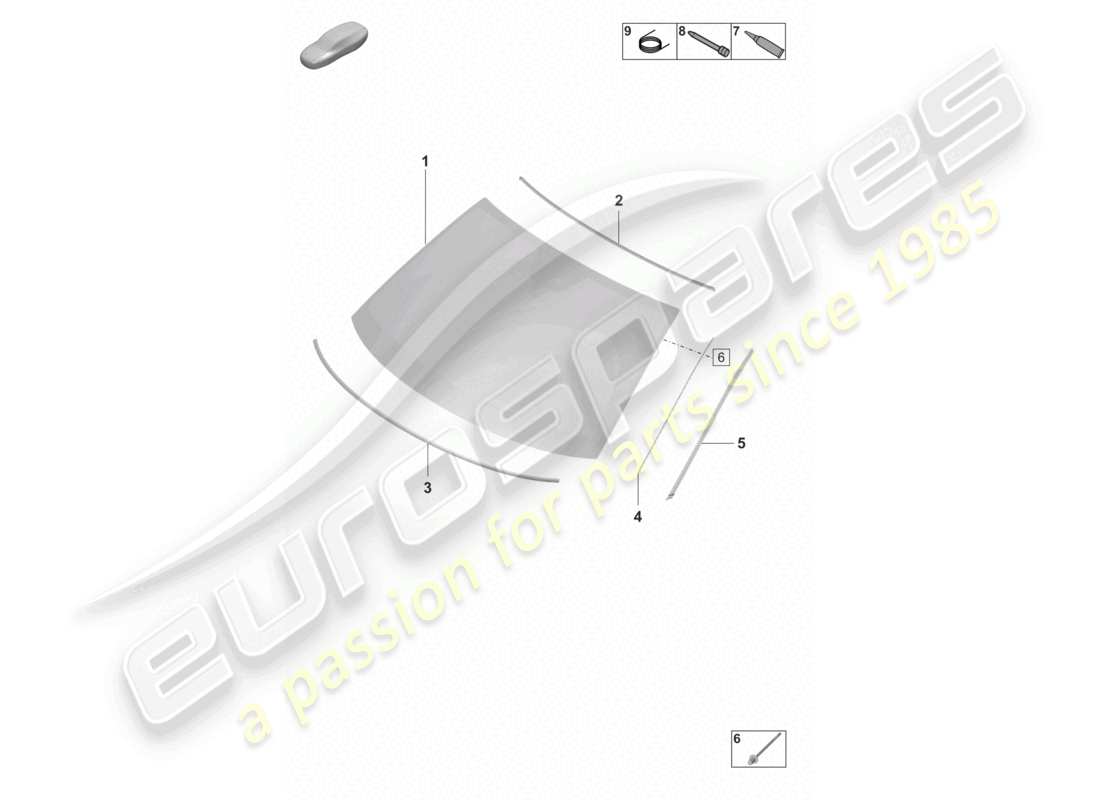porsche 2024 (panamera 971-2) parabrezza anteriore head-up display diagramma delle parti