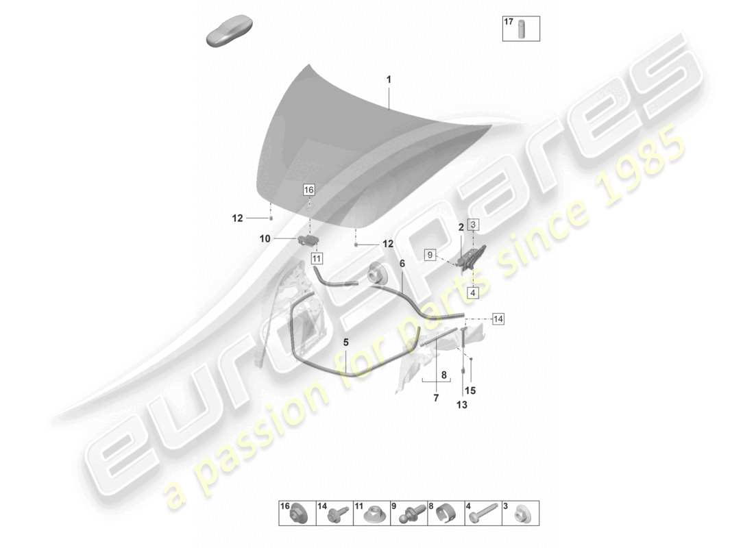 porsche 2024 (panamera 971-2) coperchio anteriore guarnizione accessori schema delle parti