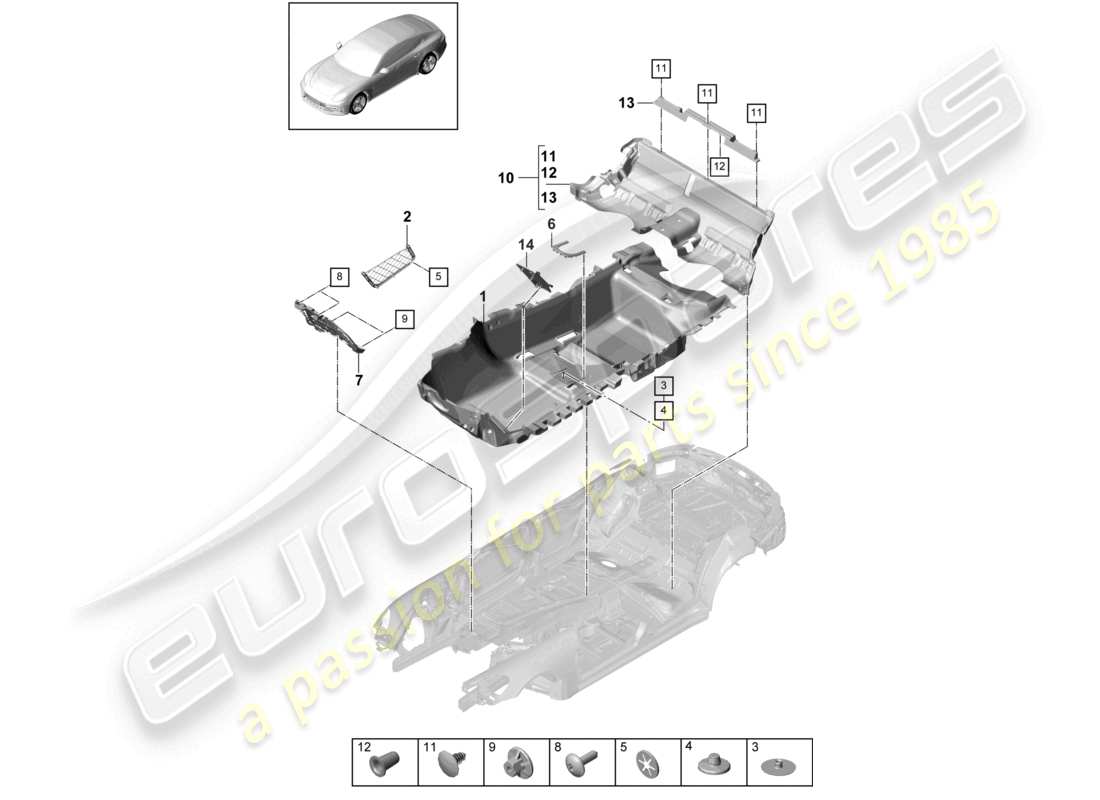 porsche 2021 (panamera 971-1) pavimentazione diagramma delle parti