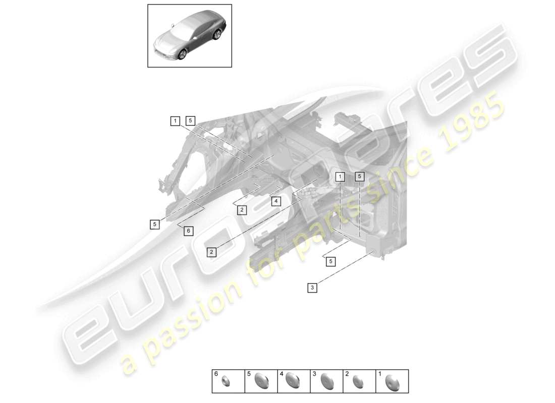 porsche 2021 (panamera 971-1) bungs front-end diagramma delle parti