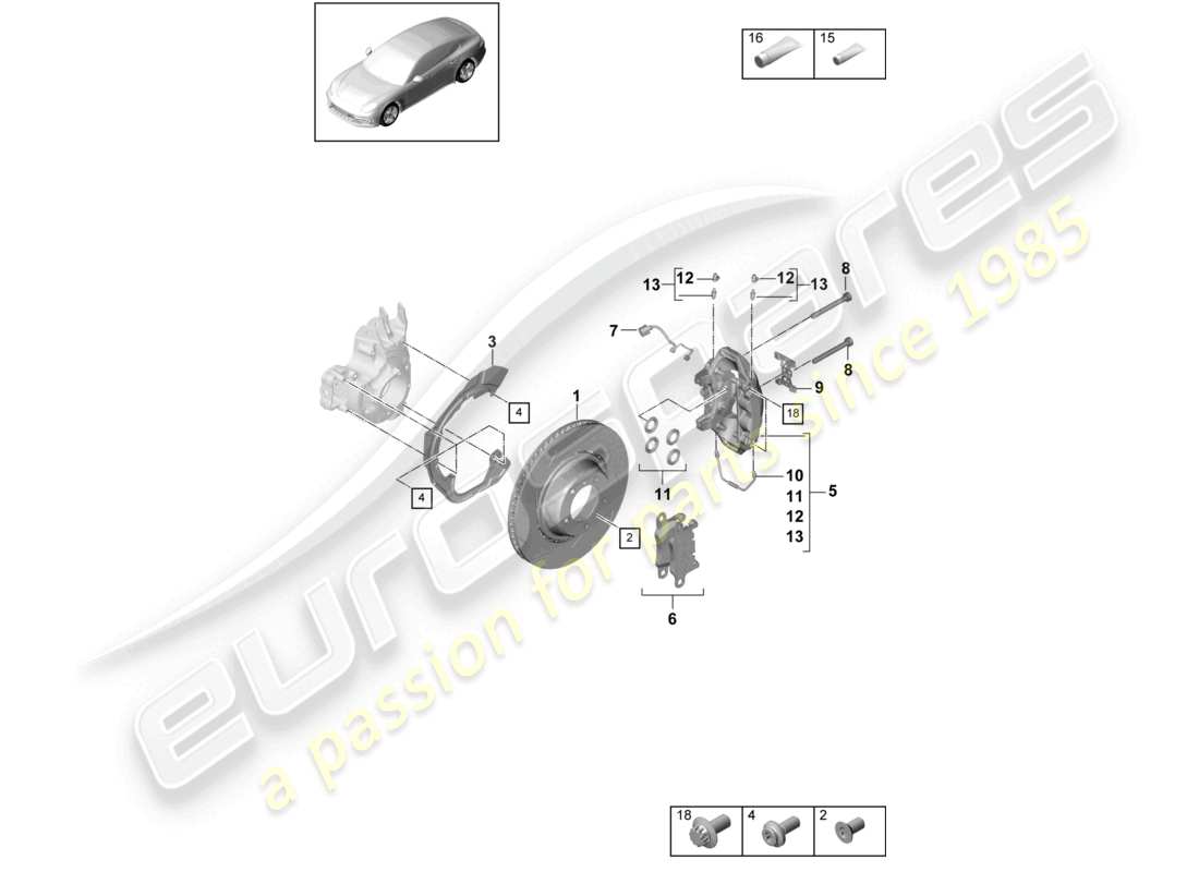 porsche 2021 (panamera 971-1) freno a disco asse posteriore diagramma delle parti