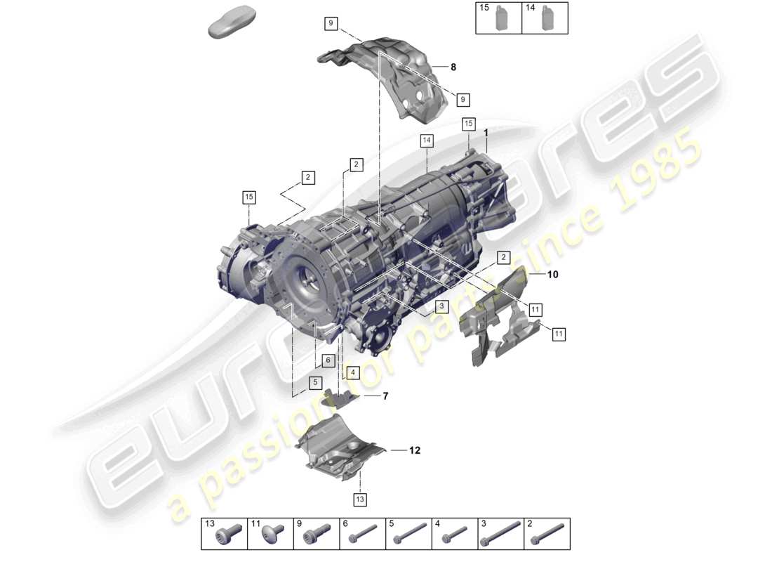 porsche 2026 (cayenne e3 pa) 8-speed cambio automatico per trazione integrale, parti di montaggio per motore e trasmissione, diagramma delle parti