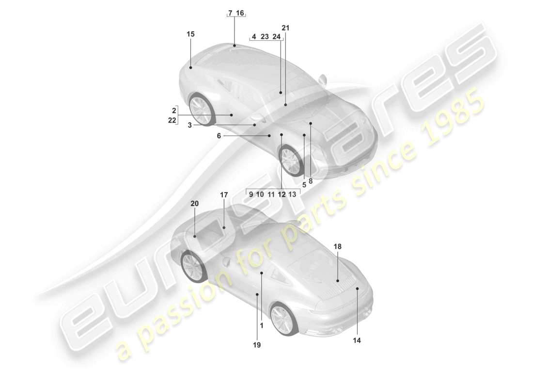 porsche 2022 (992-1) segnali/avvisi schema delle parti