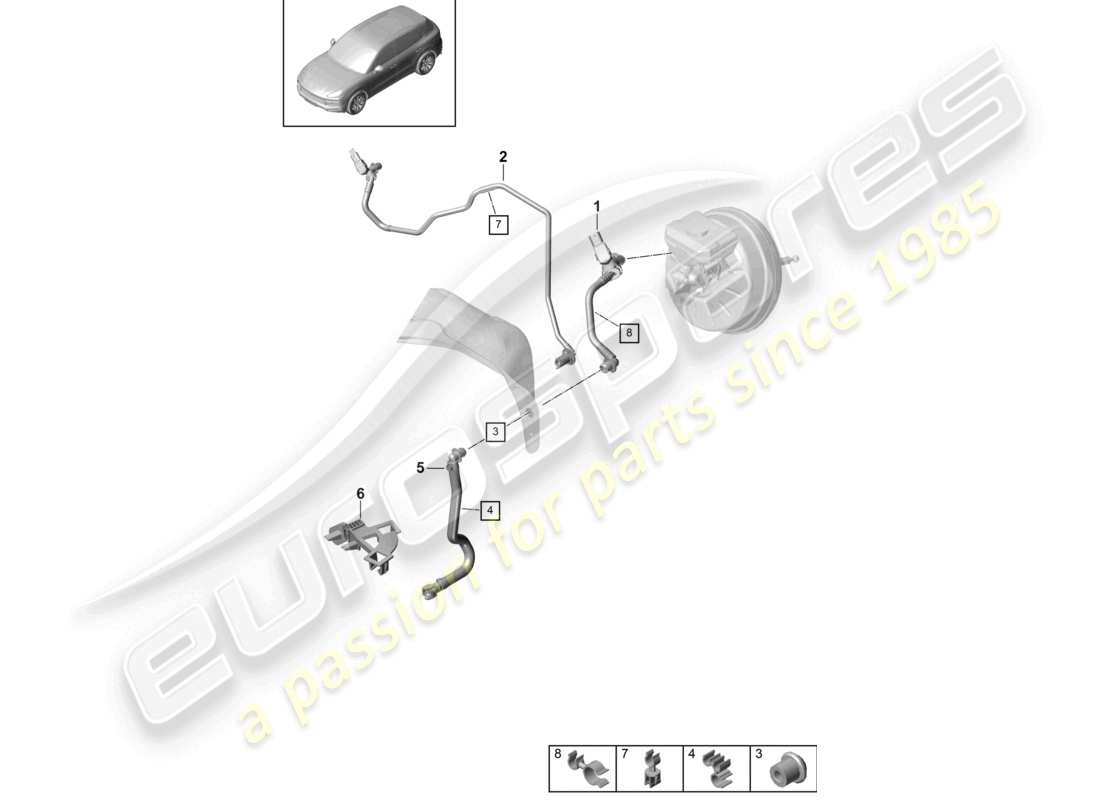 porsche 2022 (cayenne e3 9ya/9yb) linea del vuoto diagramma delle parti
