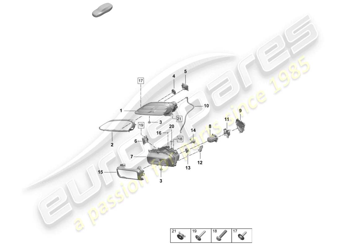 porsche 2025 (macan-e) faro led base unità di controllo pdls+ elemento di fissaggio schema delle parti