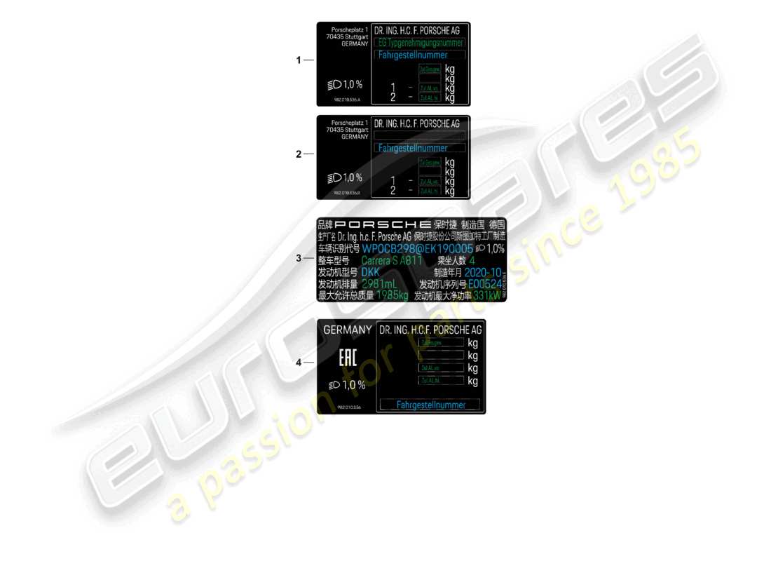 porsche 2019 (718 cayman gt4) segnali/avvisi d - mj 2022>> diagramma delle parti