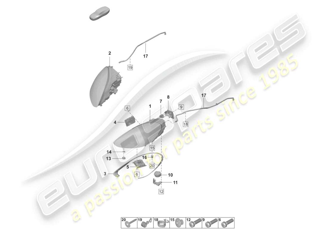 porsche 2024 (panamera 971-2) schema base delle parti pdls dei fari a led