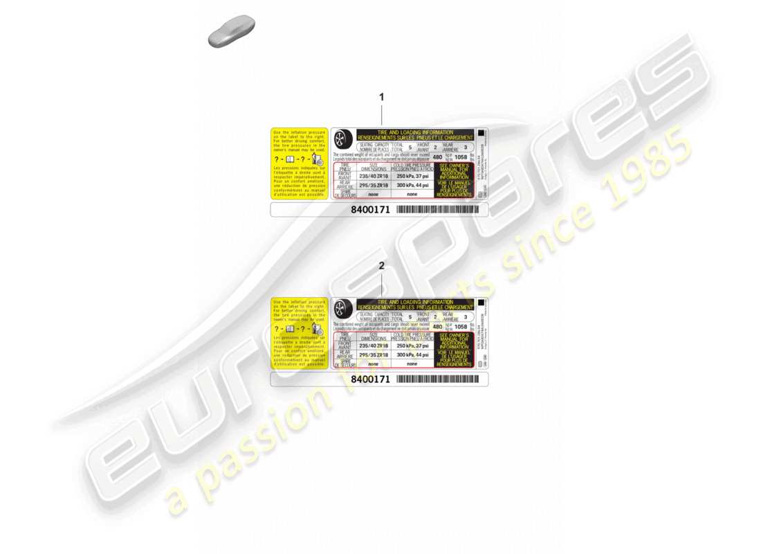 porsche 2020 (taycan 9j1-1) avviso per la pressione degli pneumatici, dimensione degli pneumatici: 21 d >>- 10.08.2021 usa canada parti fuori produzione messico diagramma delle parti