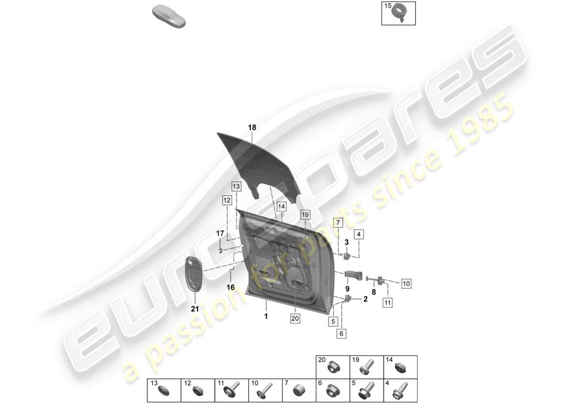 porsche 2025 (macan-e) accessori per guscio porta anteriore diagramma delle parti