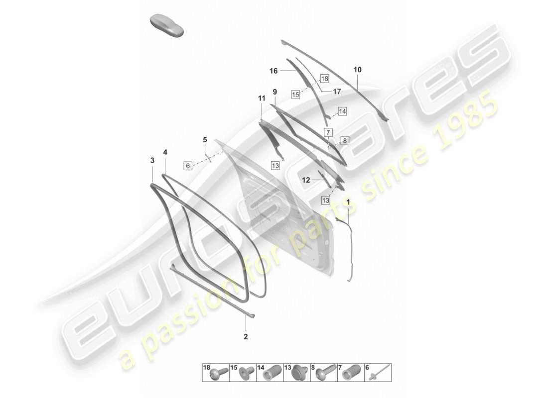 porsche 2021 (panamera 971-2) porte anteriori guarnizione accessori parte diagramma