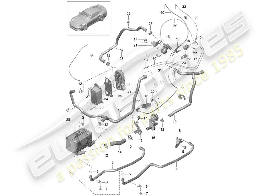 porsche 991 turbo (2018) - pdk - diagramma delle parti