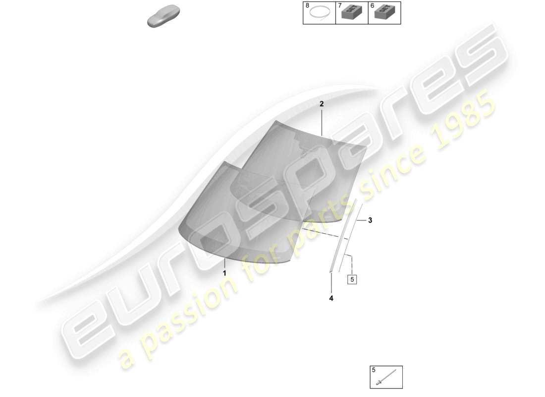 porsche 2025 (macan-e) schema delle parti del parabrezza