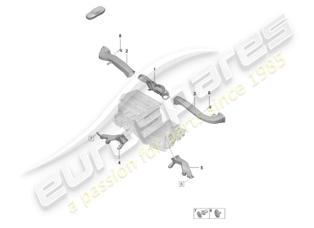 porsche 2022 (992-1 gt3/rs/st) aria condizionata guida aria interna diagramma delle parti