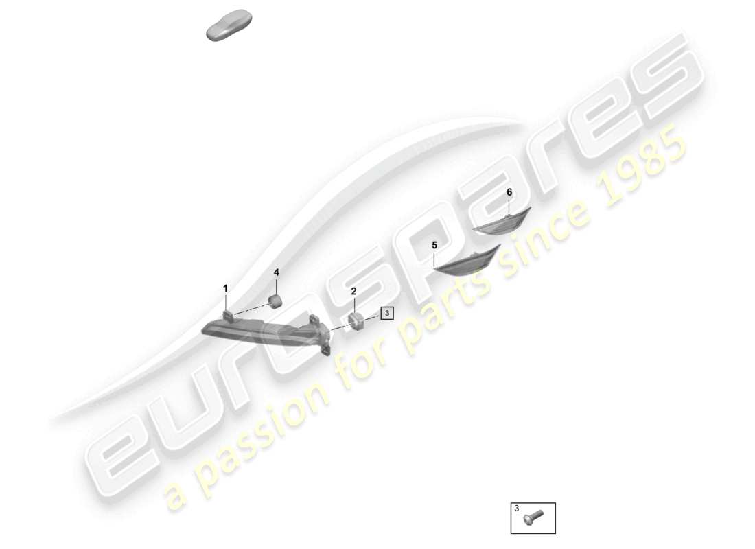 porsche 2021 (718 cayman gt4) schema elettrico delle parti della luce di posizione laterale del ripetitore degli indicatori di direzione