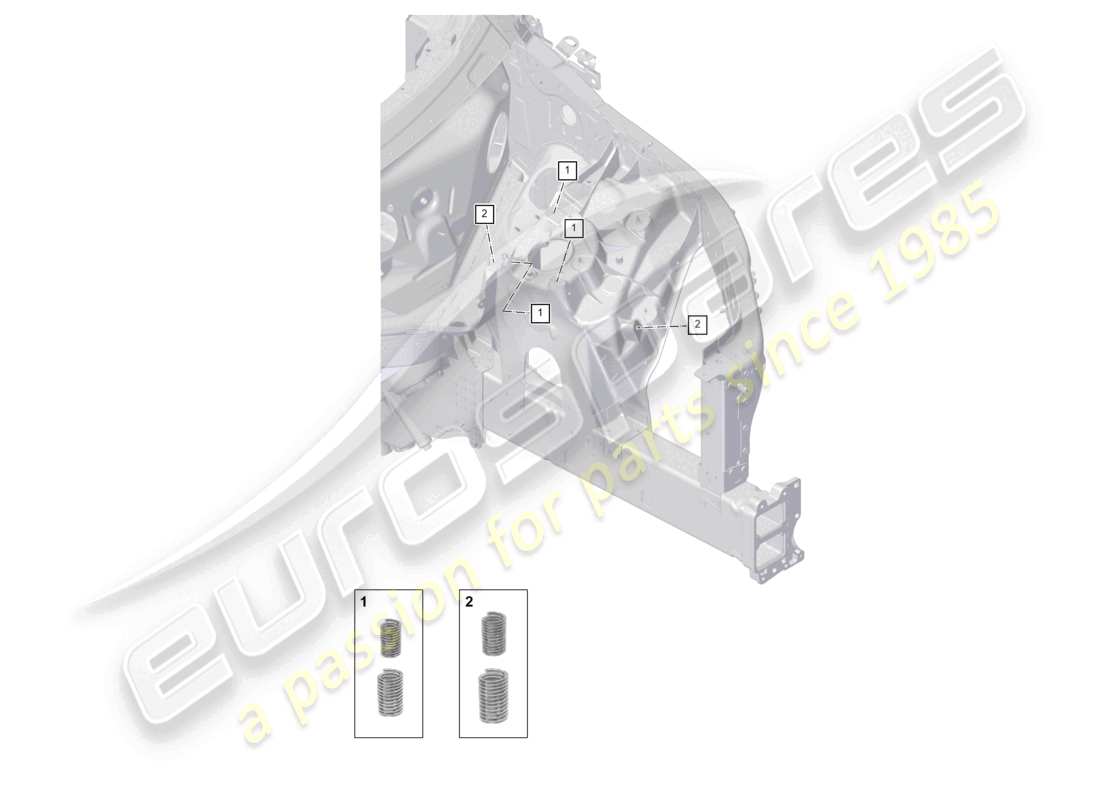 porsche 2023 (cayenne e3 9ya/9yb) kit di riparazione filettature per montaggio ammortizzatore anteriore schema delle parti