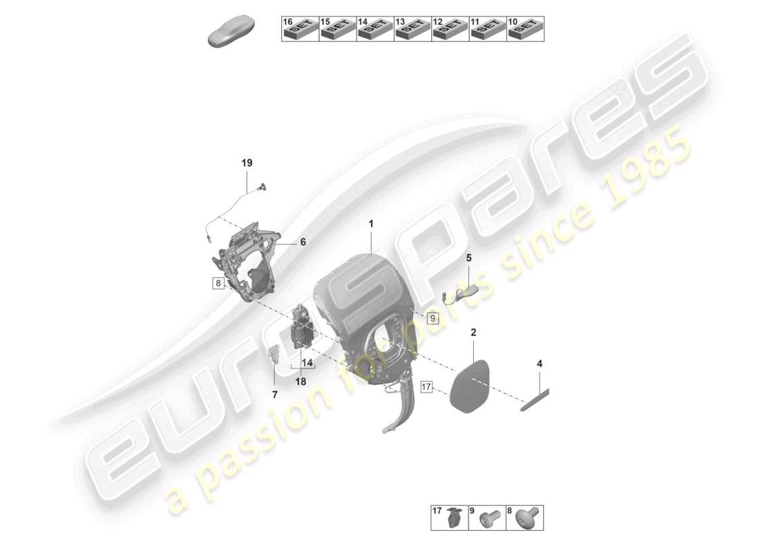 porsche 2021 (taycan 9j1-1) sponde ribaltabili elettriche diagramma delle parti