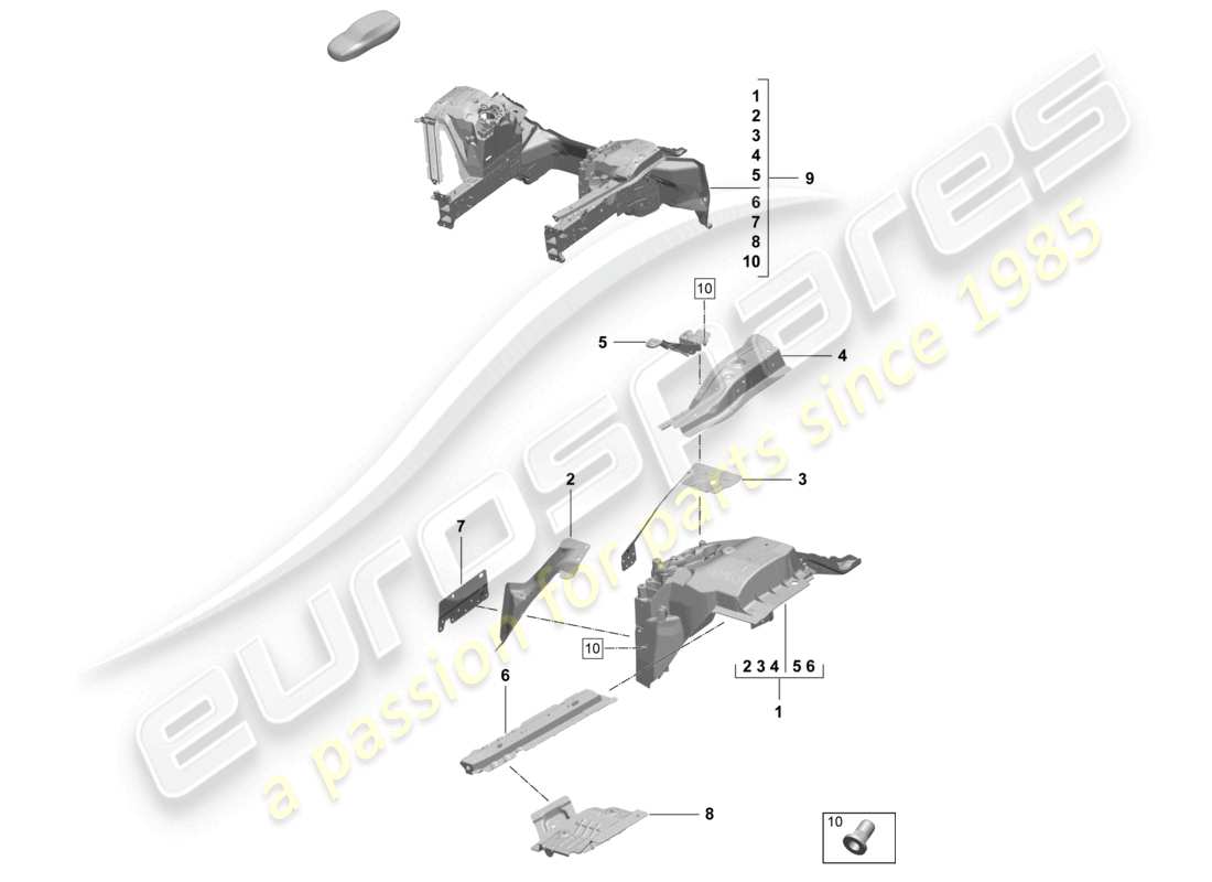 porsche 2025 (macan-e) parte anteriore elemento laterale montaggio del montante della sospensione diagramma delle parti