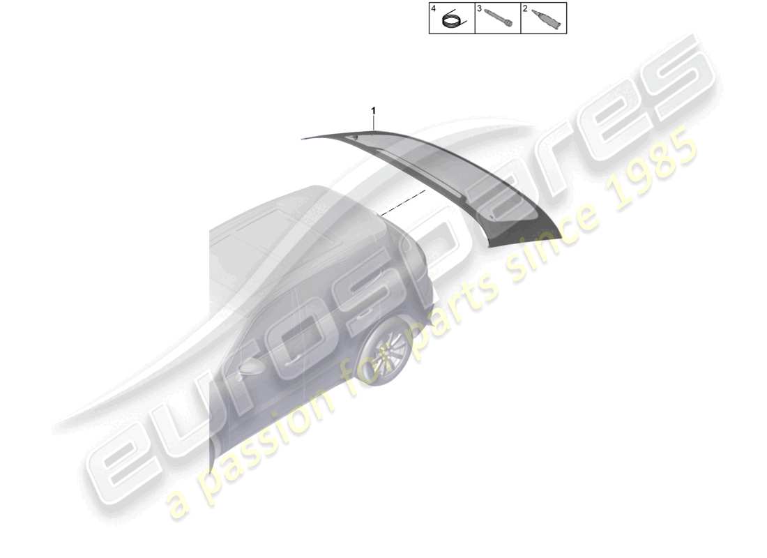 porsche 2023 (cayenne e3 9ya/9yb) schema delle parti del lunotto posteriore coupé