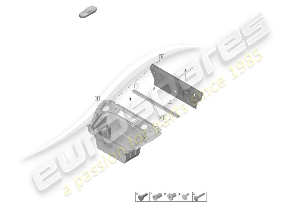 porsche 2022 (taycan 9j1-1) rivestimento del vano bagagli anteriore diagramma delle parti