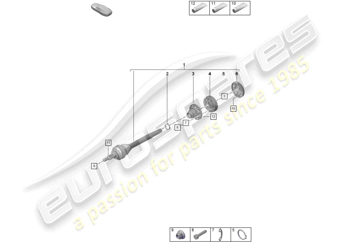 porsche 2022 (992-1 gt3/rs/st) diagramma delle parti dell'albero di trasmissione
