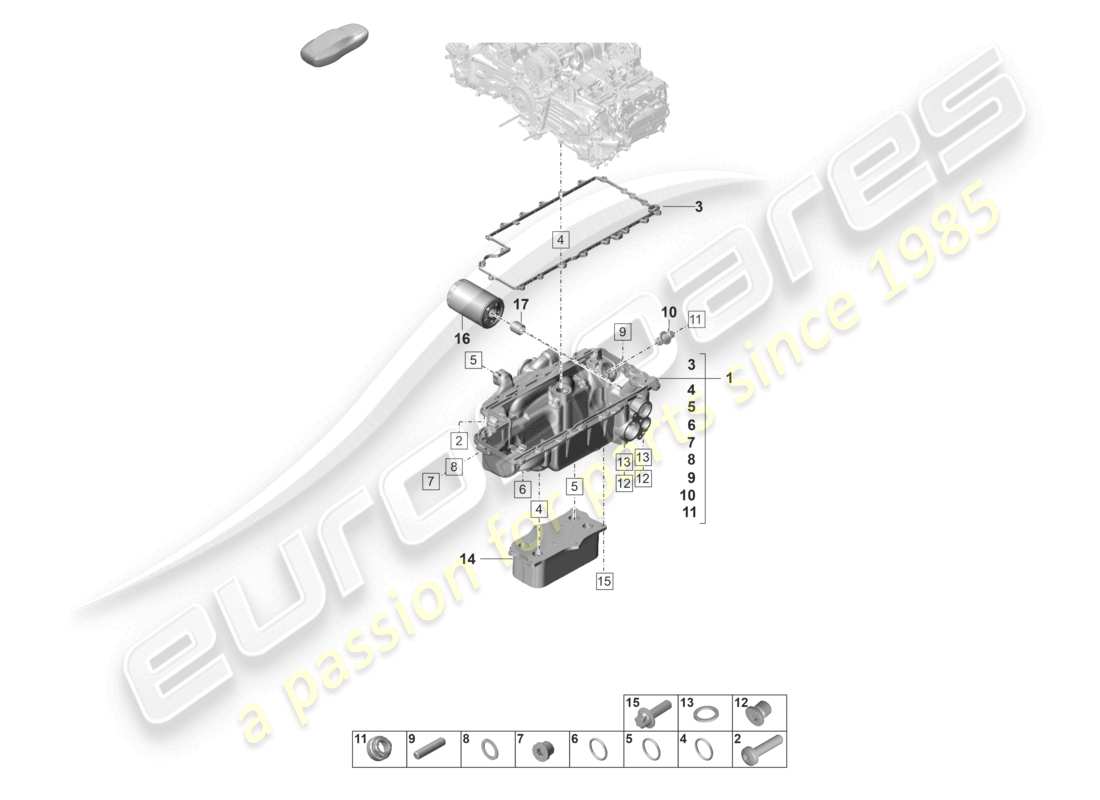 porsche 2022 (992-1 gt3/rs/st) motore (olio press./lubr.) filtro olio scambiatore di calore alloggiamento conduttore olio diagramma delle parti