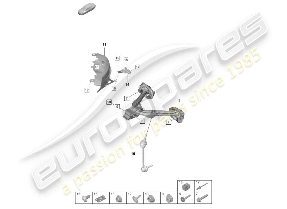 porsche 2022 (992-1 gt3/rs/st) diagramma della parte superiore del braccio oscillante