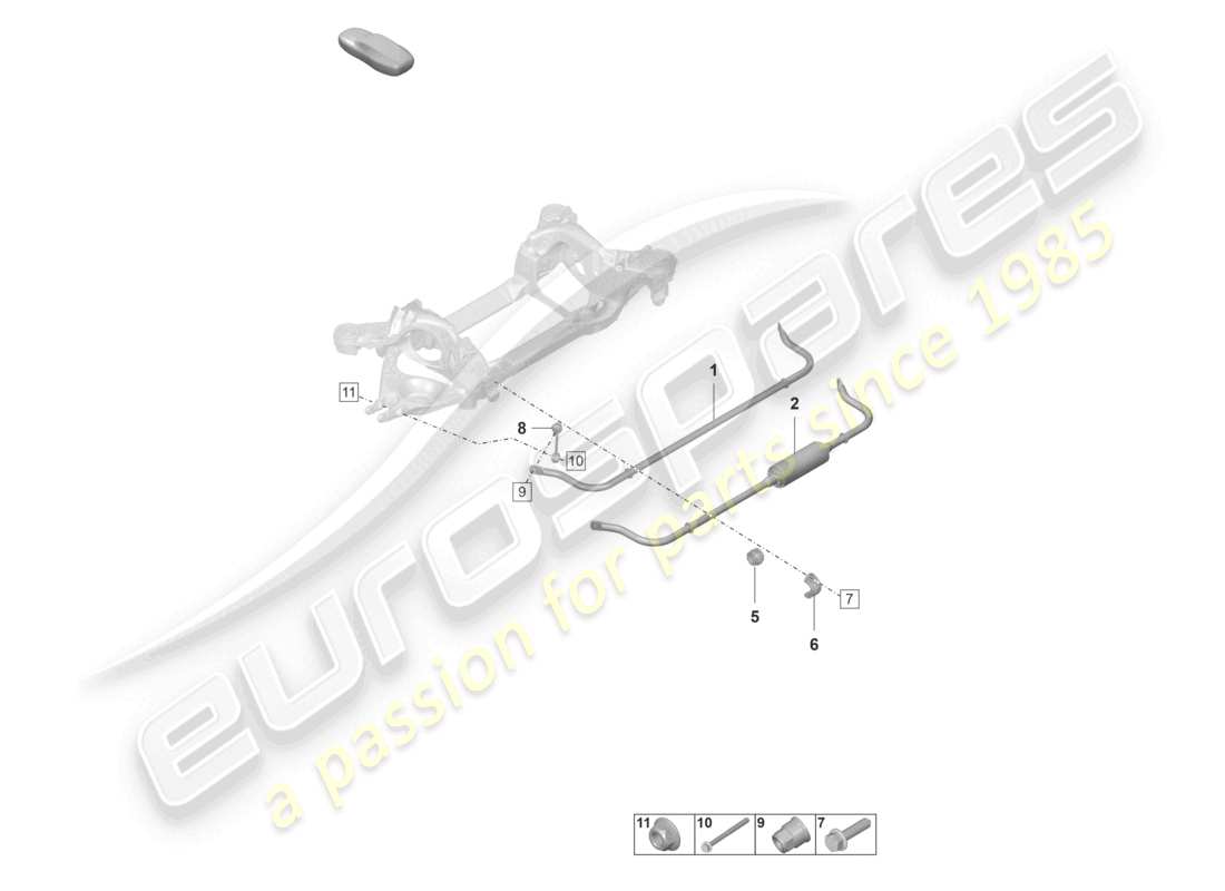 porsche 2021 (taycan 9j1-1) barra antirollio diagramma delle parti