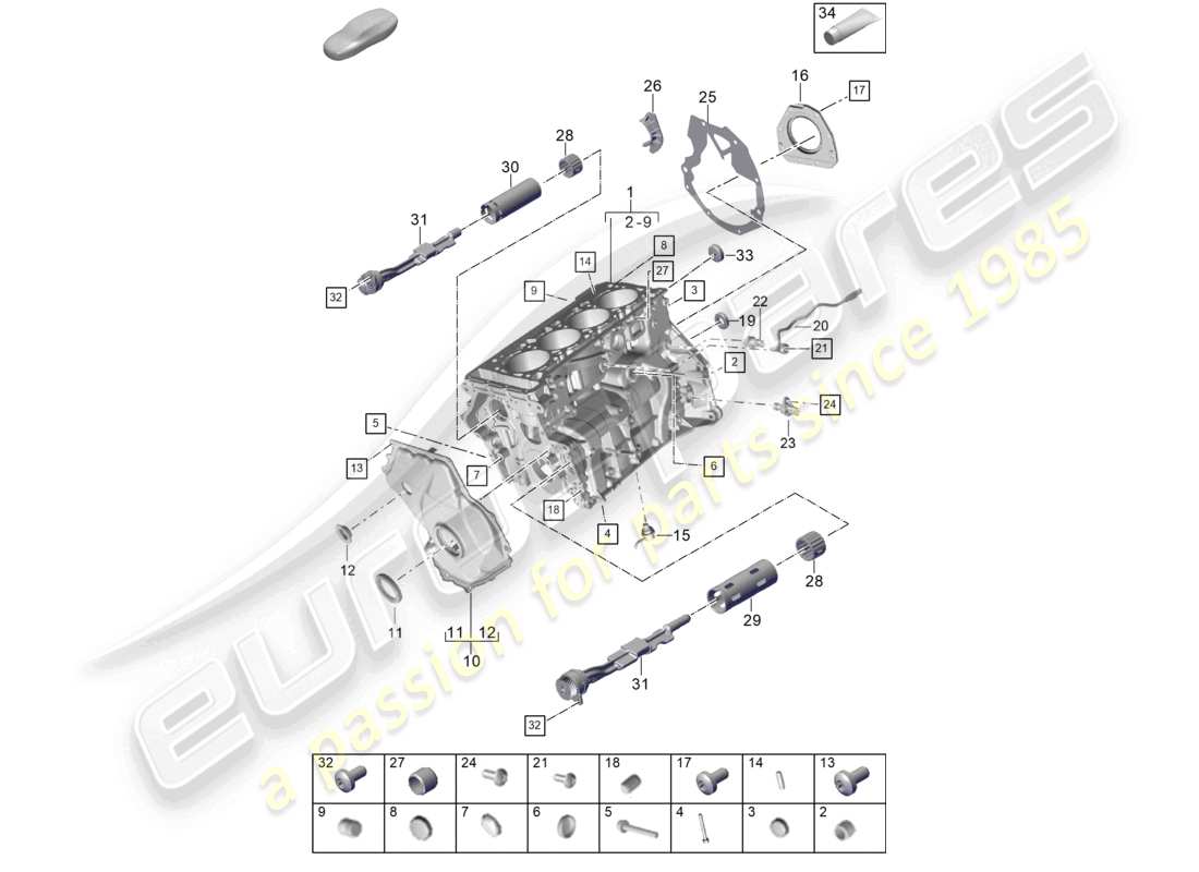 porsche 2025 (cayenne e3 pa) carter motore parti singole diagramma delle parti