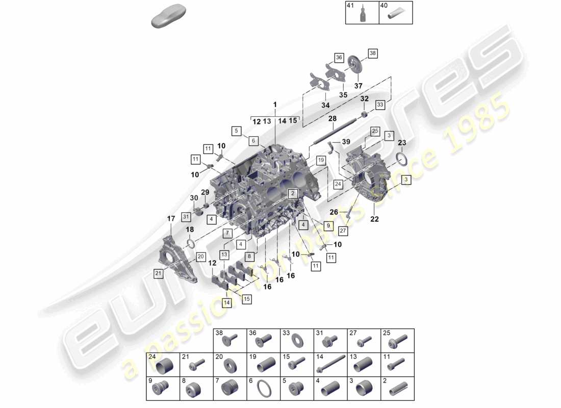 porsche 2025 (cayenne e3 pa) carter motore parti singole diagramma delle parti