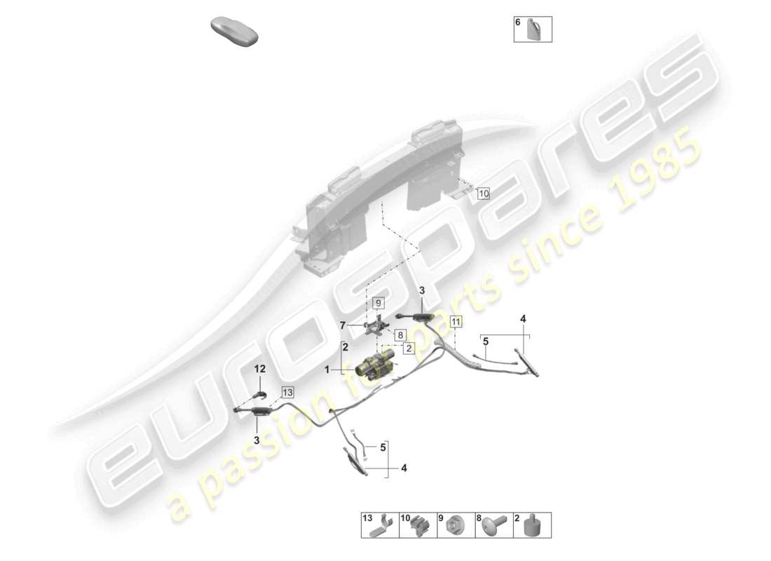 porsche 2023 (992-1 turbo / s) unità di azionamento sistema idraulico per l'azionamento del tetto convertibile schema delle parti