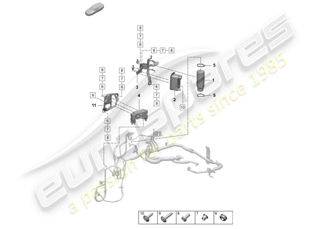 porsche 2025 (taycan 9j1-2) linea refrigerante aria condizionata diagramma delle parti