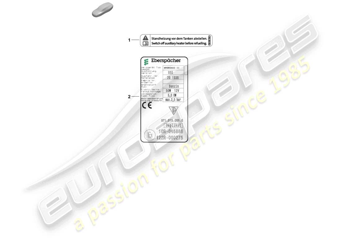 porsche 2026 (panamera 976) segnali/avvisi schema delle parti del riscaldatore ausiliario