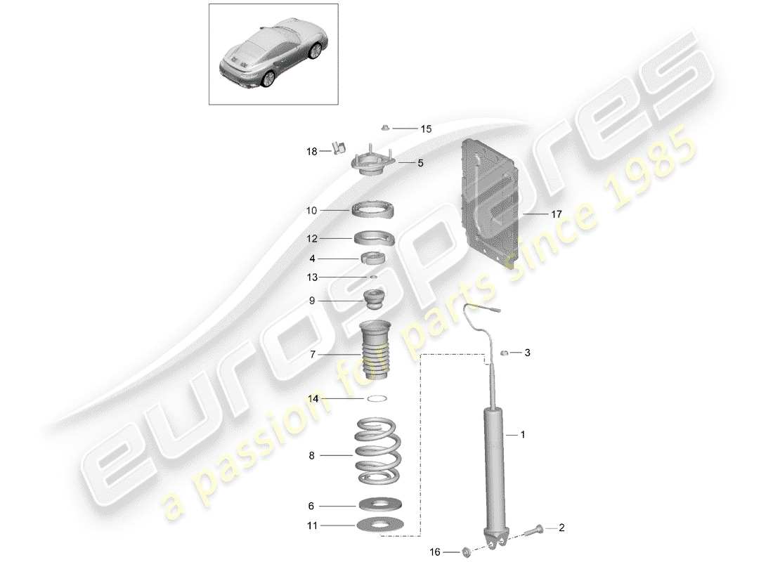 porsche 2018 (991-2 turbo) ammortizzatore diagramma delle parti