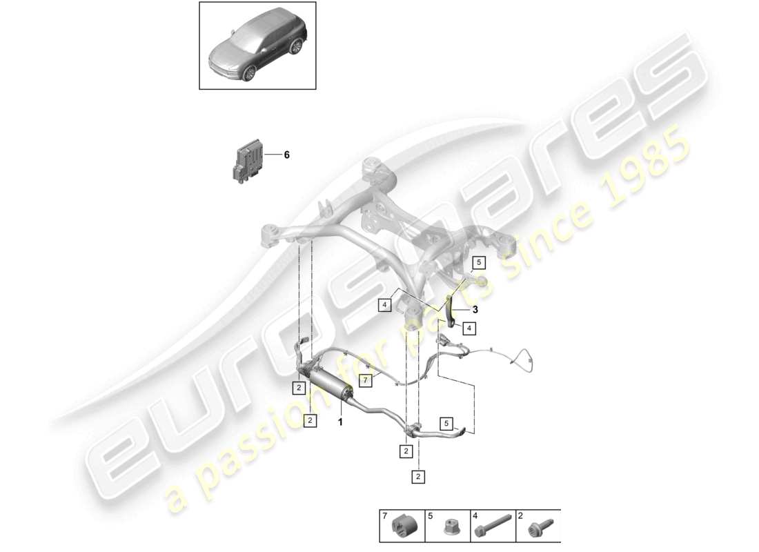porsche 2022 (cayenne e3 9ya/9yb) barra antirollio assale posteriore diagramma delle parti